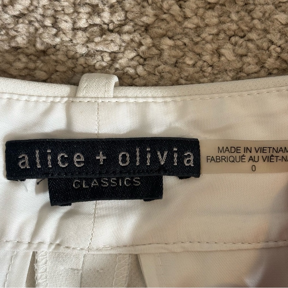 Alice + Olivia Ivory Wide Leg Trousers High Waist Tailored Pants Tall Size 0 - Picture 5 of 7
